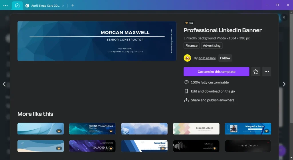 Linkedin Canva template on Pro