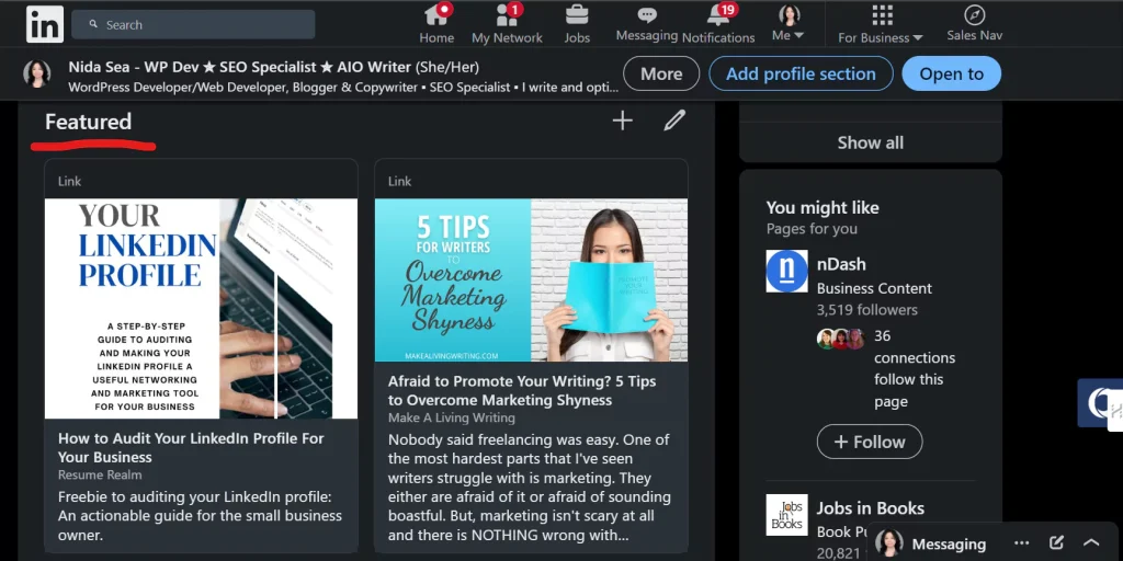 LinkedIn featured section