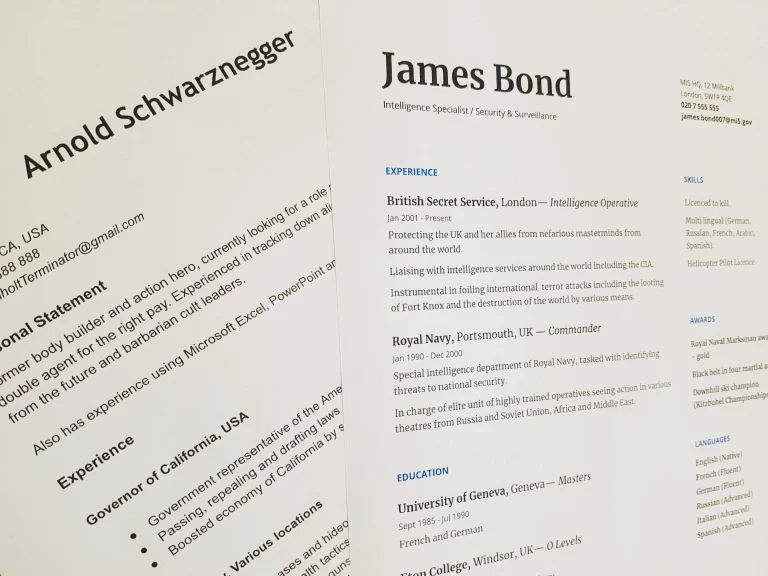 celebrity resumes