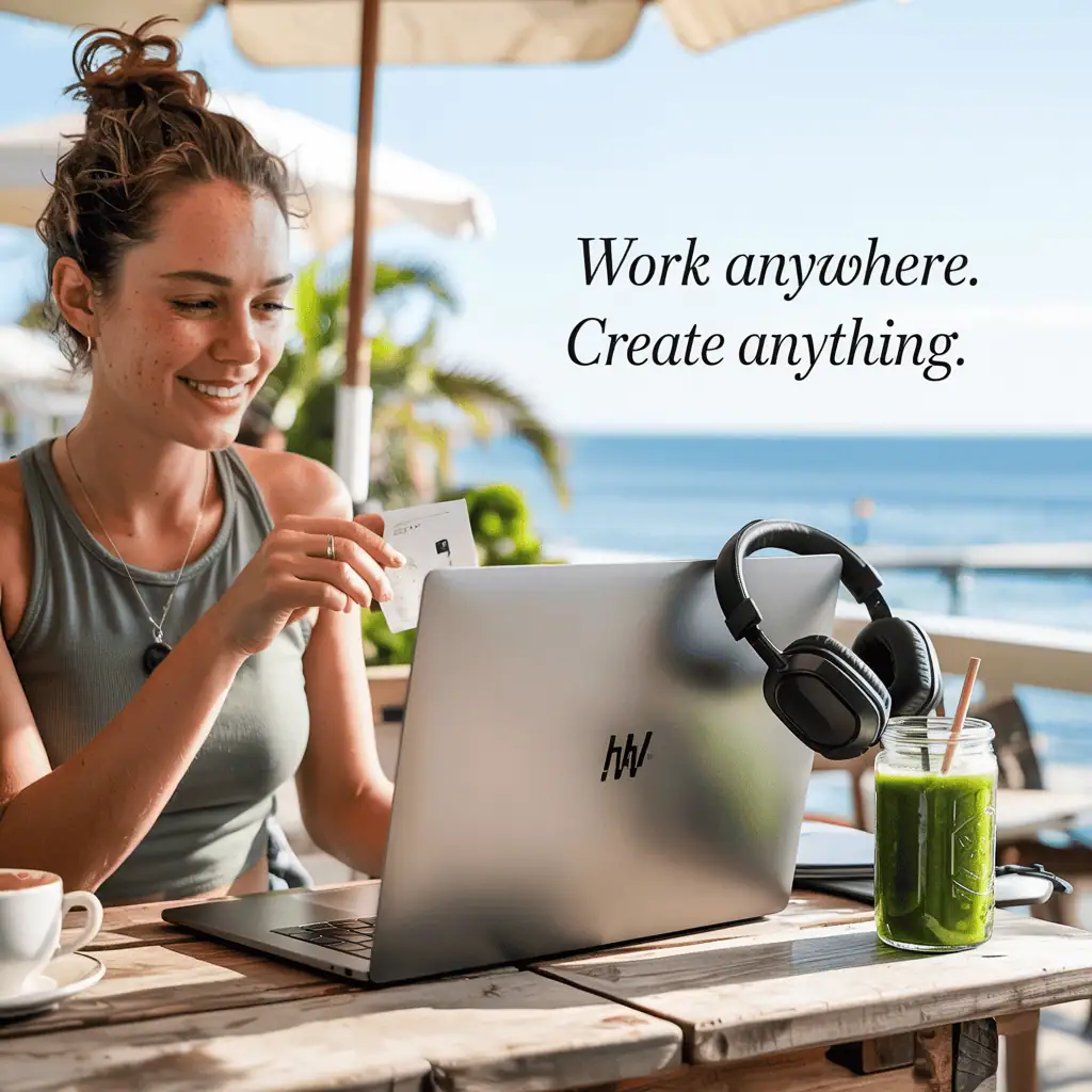 example of a freelancer working anywhere she wants