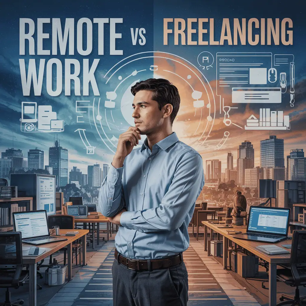 man considering remote work vs freelancing