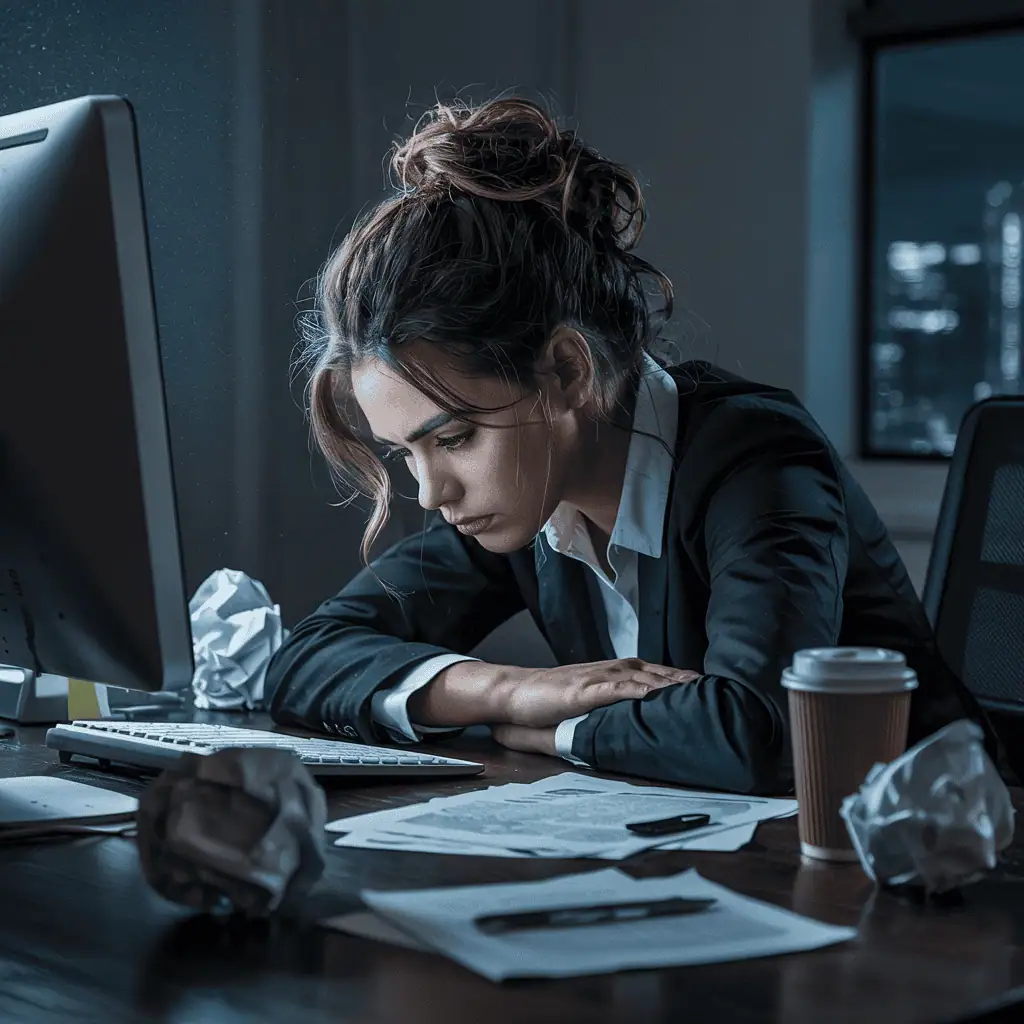 woman posting constantly and burnt out