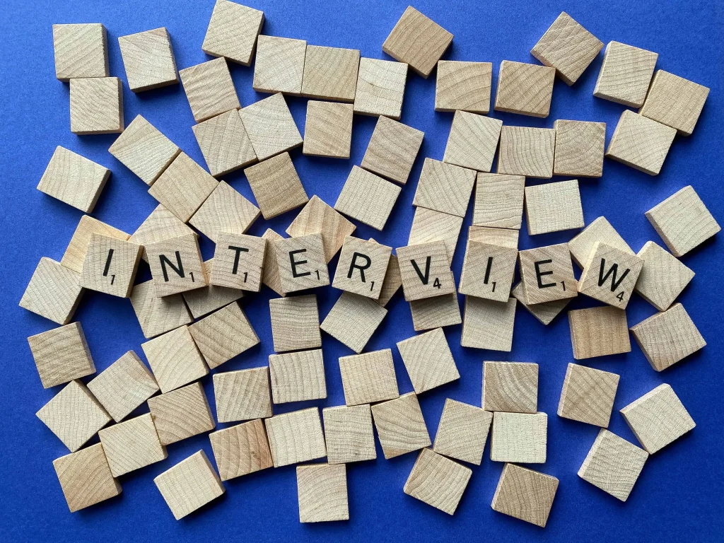 scrabble letters spell Interview