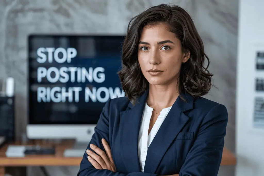 hispanic woman says stop posting right now