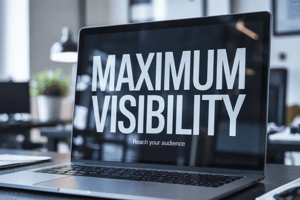 laptop with words maximum visibility