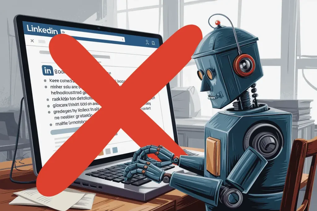 robot creating boring linkedin profile